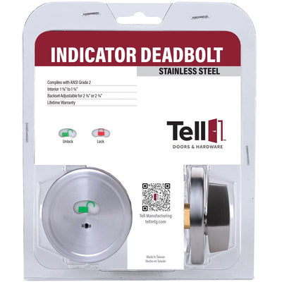 Tell Manufacturing Satin Chrome Stainless Steel Indicator Deadbolt