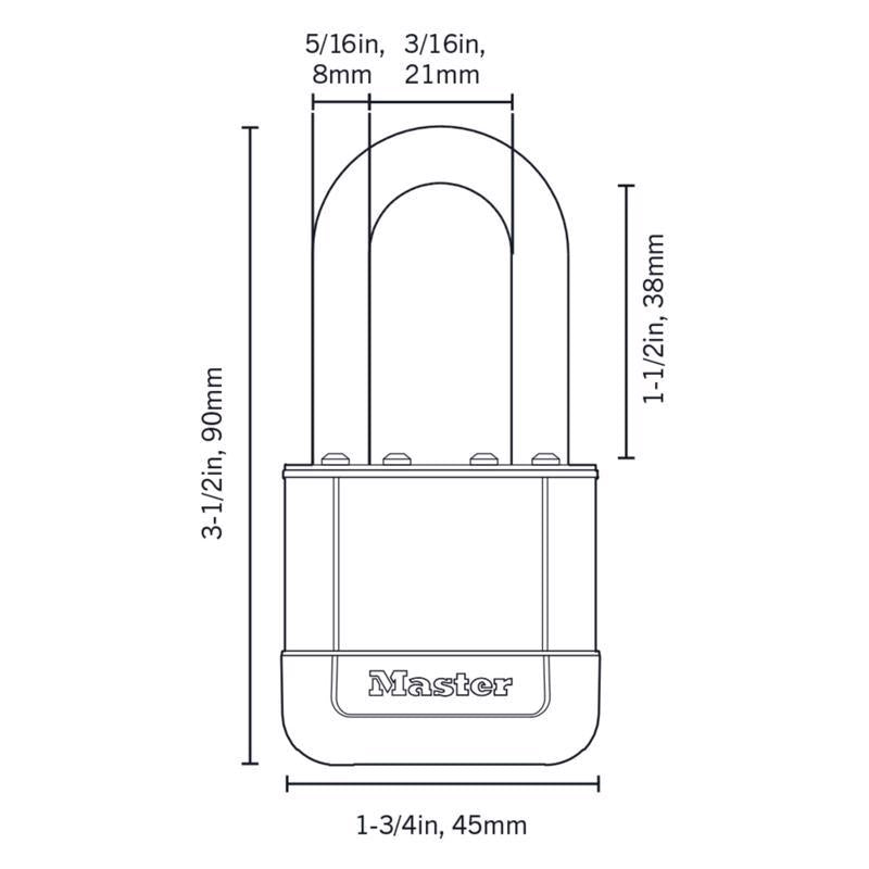 Master Lock Elite 1.75 in. W X 3.5 in. L Laminated Steel 5-Pin Cylinder Padlock