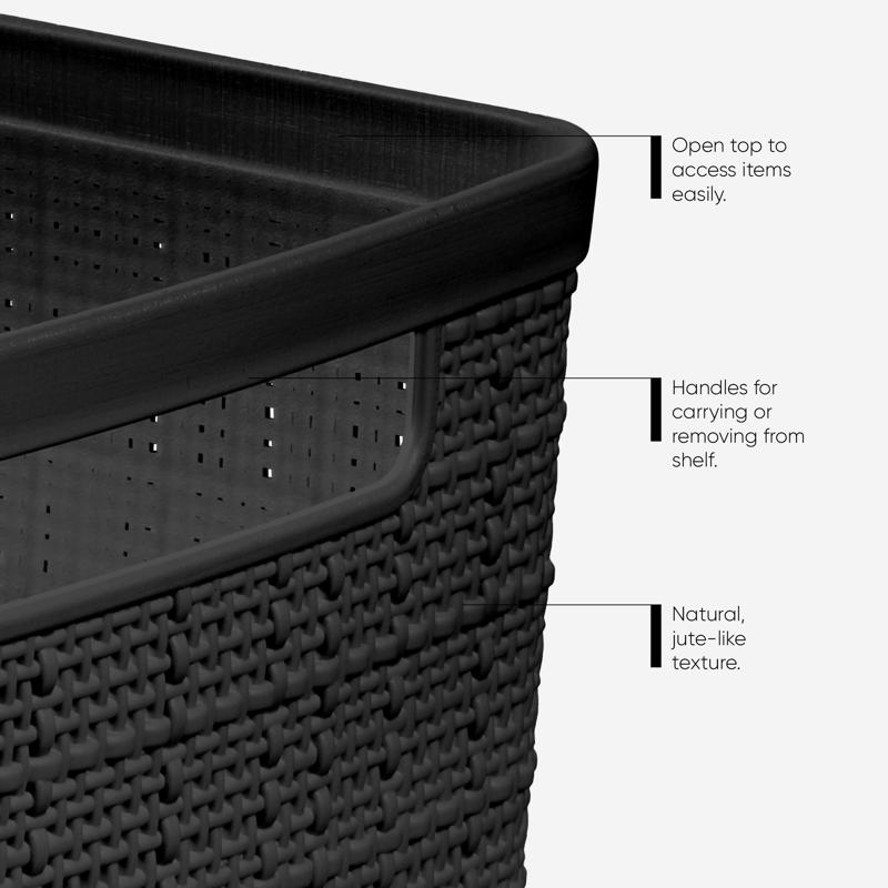 Curver Medium 12 L Black Woven Basket 5.7 in. H X 10.7 in. W X 13.9 in. D