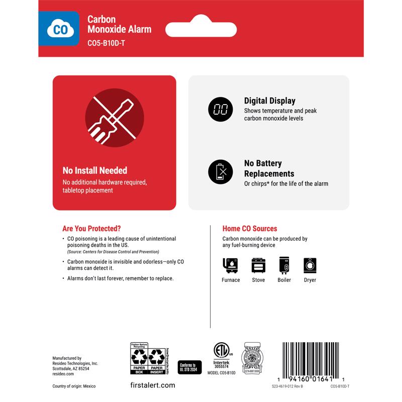 First Alert Battery-Powered Electrochemical Carbon Monoxide Detector