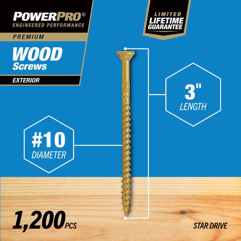 Power Pro No. 10 Ga. X 3 in. L Bronze Star Flat Head Deck Screws