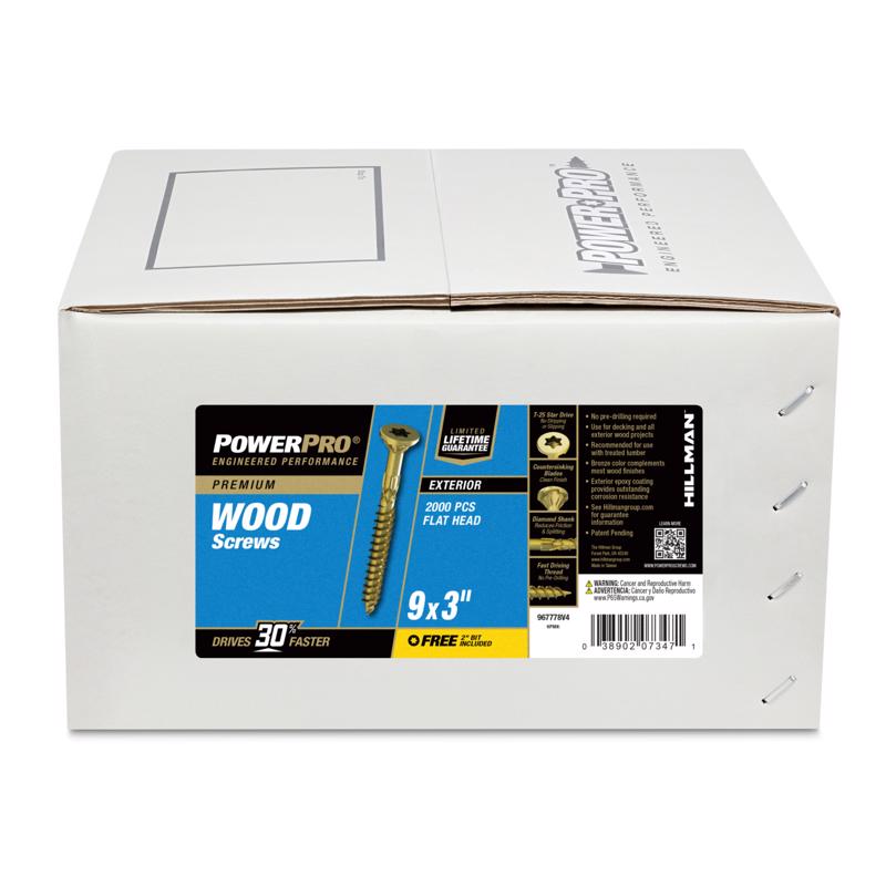 Power Pro No. 9 Ga. X 3 in. L Bronze Star Flat Head Deck Screws