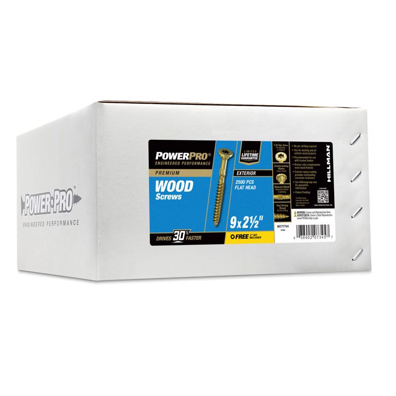 Power Pro No. 9 Ga. X 2-1/2 in. L Bronze Star Flat Head Deck Screws