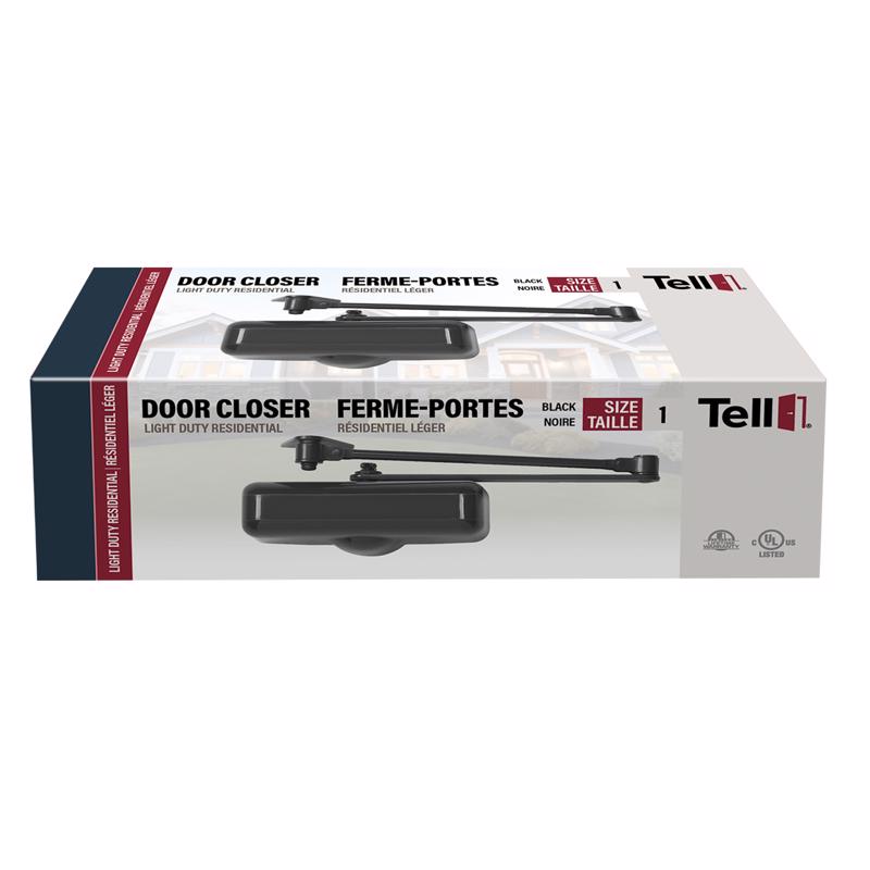 Tell Matte Black Aluminum/Steel Hydraulic Door Closer Grade 1