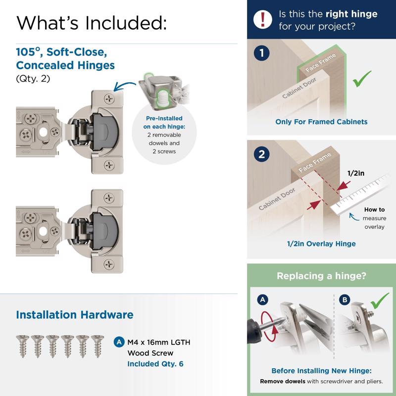 Amerock 2-1/4 in. W X 2-13/16 in. L Steel Cabinet Hinge 2 pk