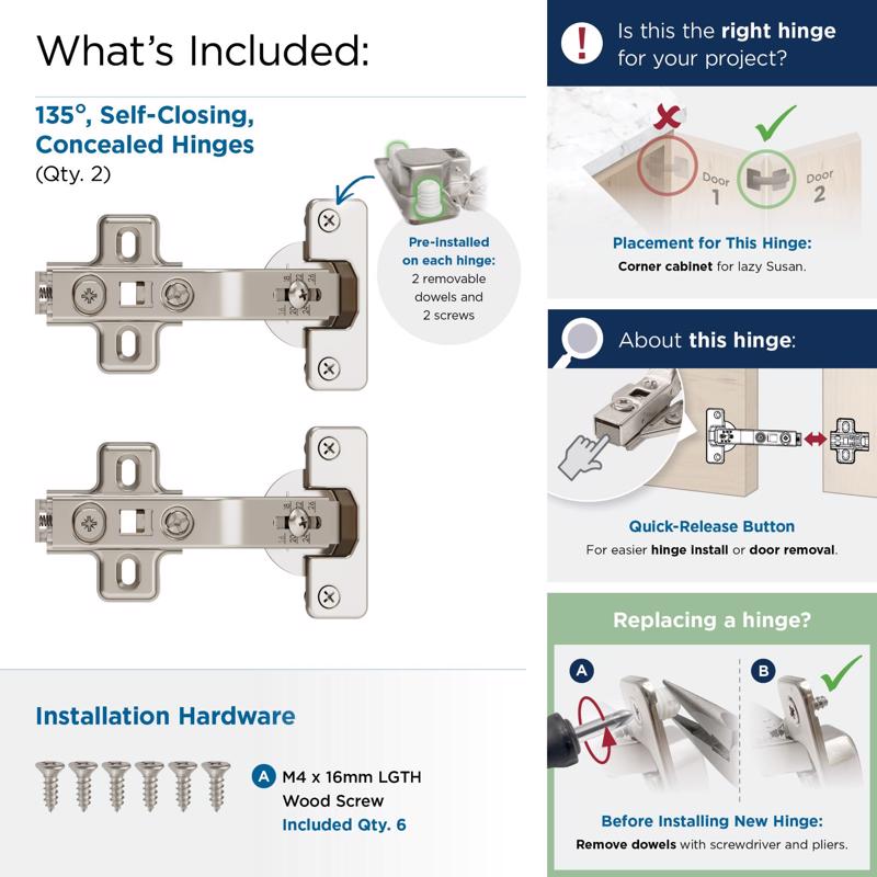 Amerock 2-7/16 in. W X 4-3/16 in. L Steel Cabinet Hinge 2 pk