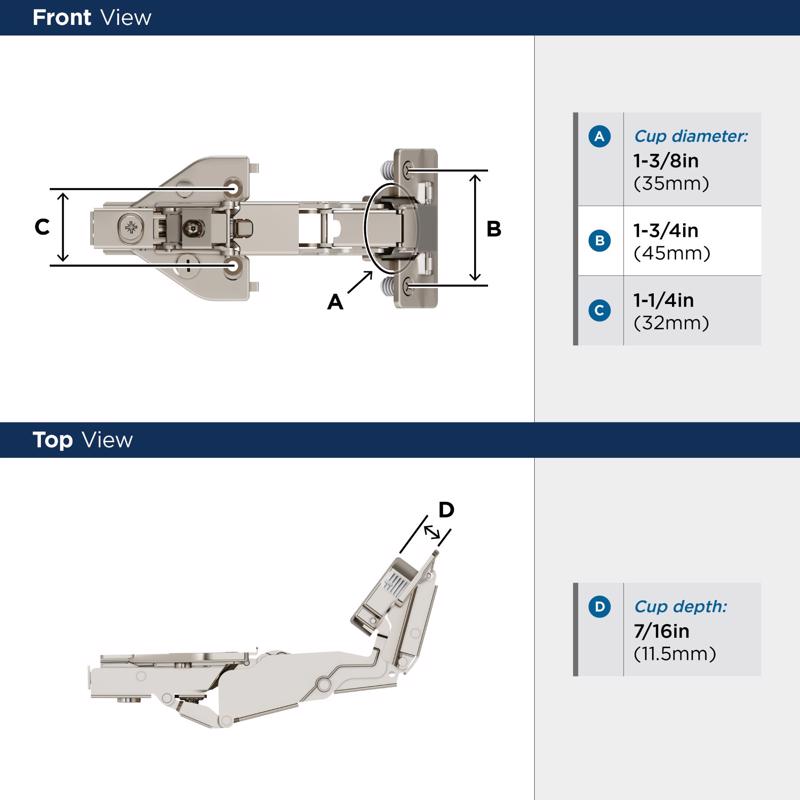 Amerock 5-5/8 in. W X 2-9/16 in. L Steel Cabinet Hinge