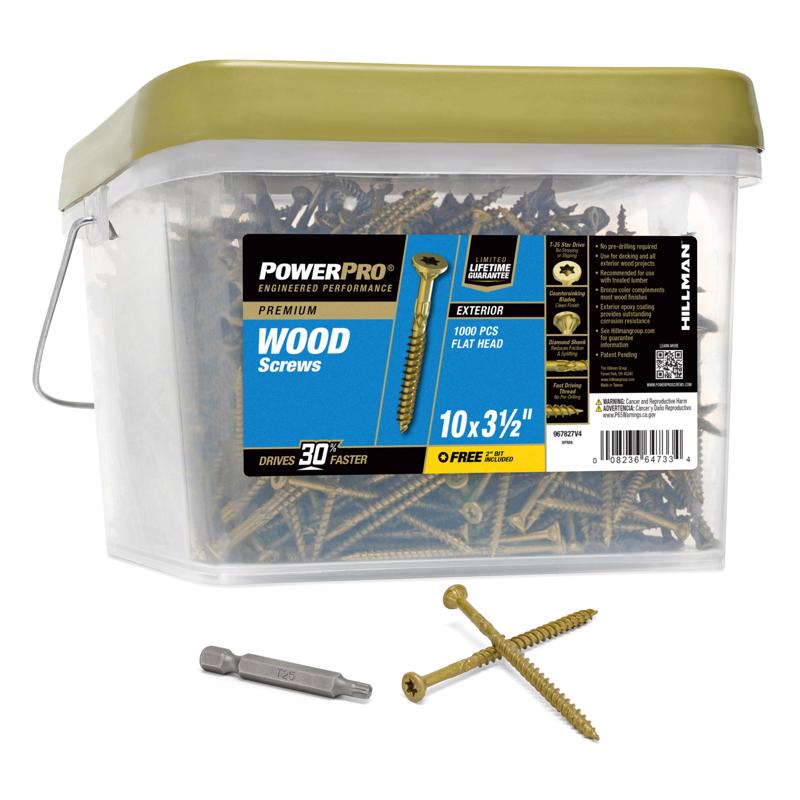 Power Pro No. 10 Ga. X 3-1/2 in. L Bronze Star Flat Head Deck Screws