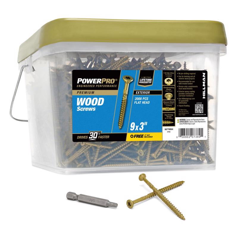 Power Pro No. 9 Ga. X 3 in. L Bronze Star Flat Head Deck Screws