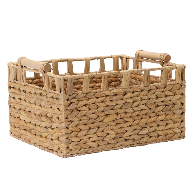 Zenna Home 13.5 in. L X 10.5 in. W X 7.5 in. H Beige/Brown Woven Basket