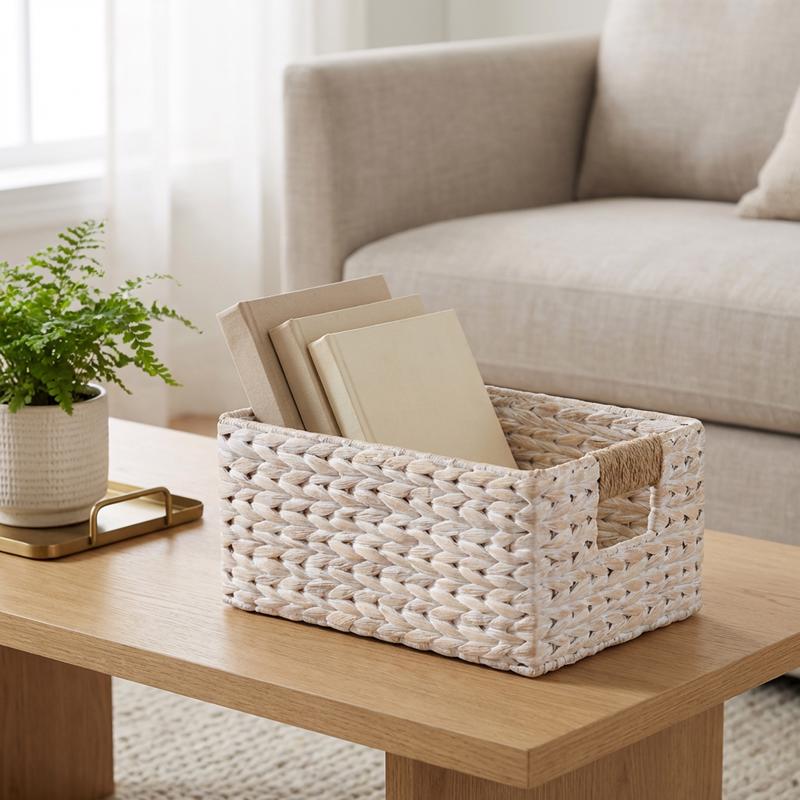 Zenna Home 6 in. L X 12 in. W X 9 in. H White Woven Basket