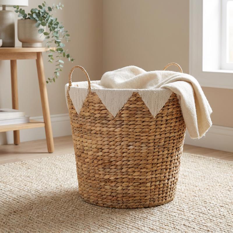 Zenna Home 16 in. L X 16 in. W X 16.5 in. H Beige/Brown Woven Basket