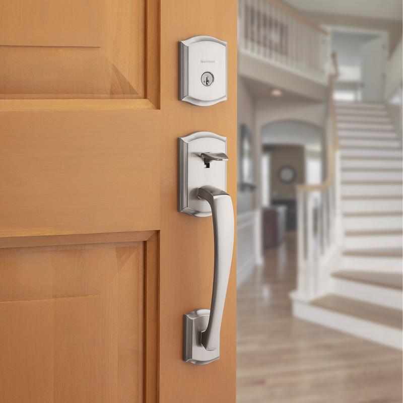 Kwikset Prescott Satin Nickel Entry Handleset 1.75 in.