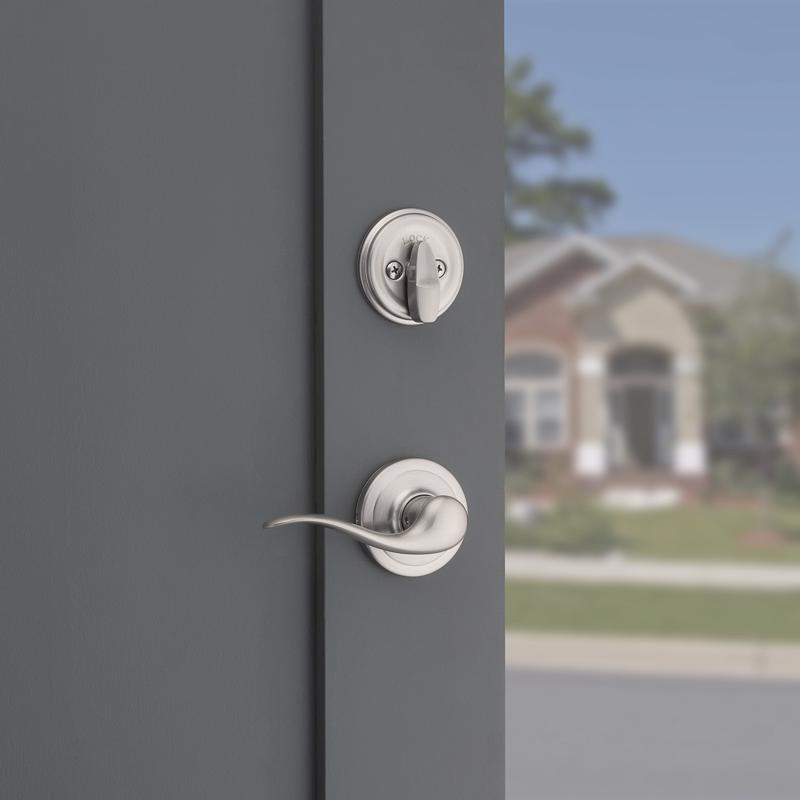 Kwikset Prescott Satin Nickel Entry Handleset 1.75 in.