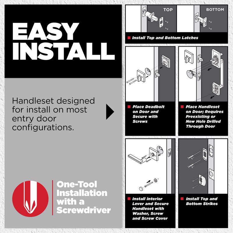 Kwikset Henley Matte Black Entry Handleset 1.75 in.