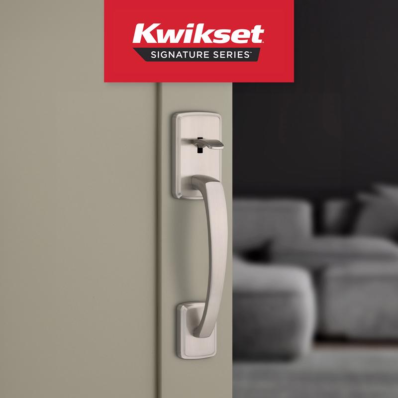 Kwikset Brentford Satin Nickel Entry Handleset with Lever 1.75 in.