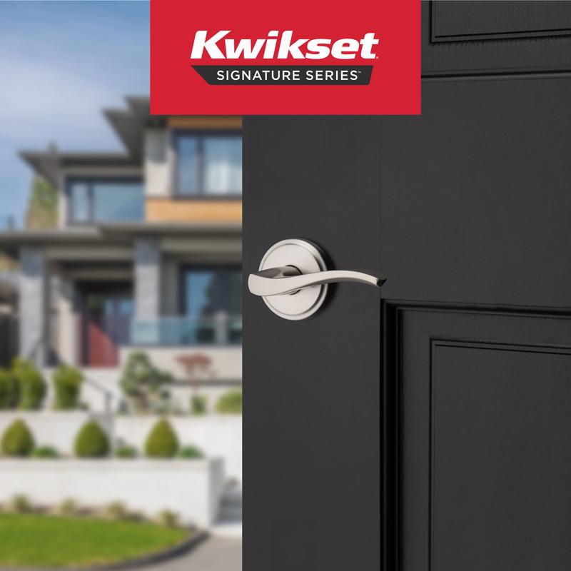 Kwikset Brentford Satin Nickel Entry Handleset with Lever 1.75 in.