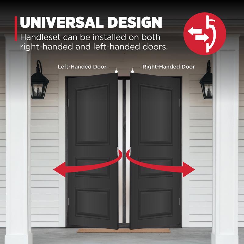 Kwikset Brentford Satin Nickel Entry Handleset with Lever 1.75 in.