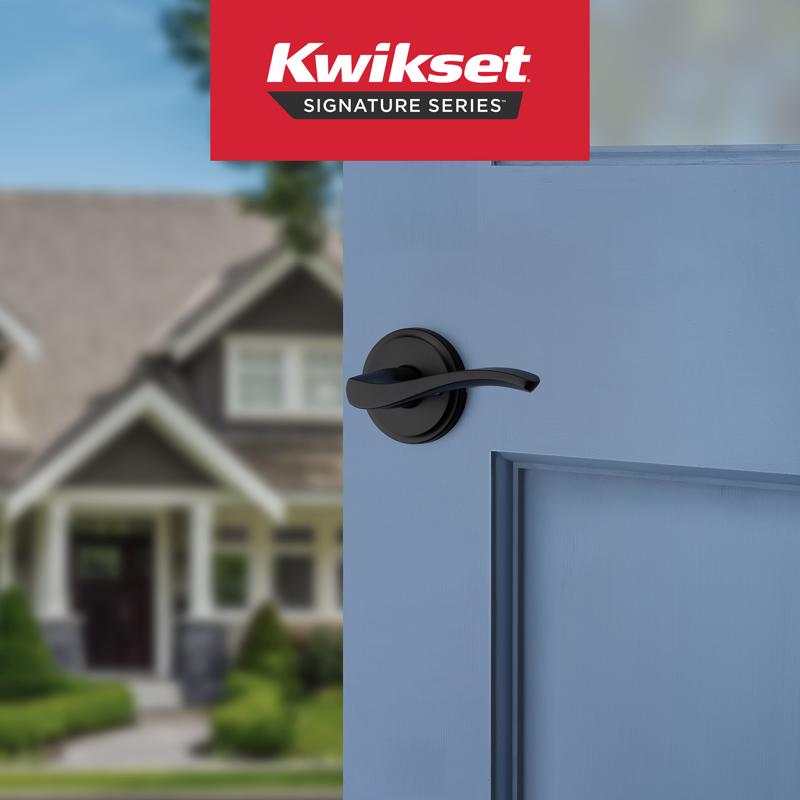 Kwikset Brentford Matte Black Entry Handleset with Lever 1.75 in.