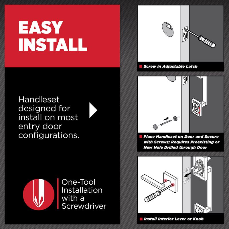 Kwikset Brentford Matte Black Entry Handleset with Lever 1.75 in.