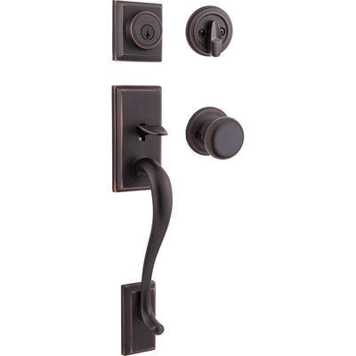 Kwikset Hawthorne Venetian Bronze Entry Handleset 1.75 in.