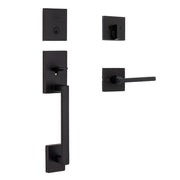 Kwikset San Clemente Matte Black Entry Handleset 1.75 in.
