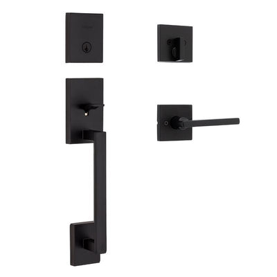 Kwikset San Clemente Matte Black Entry Handleset 1.75 in.