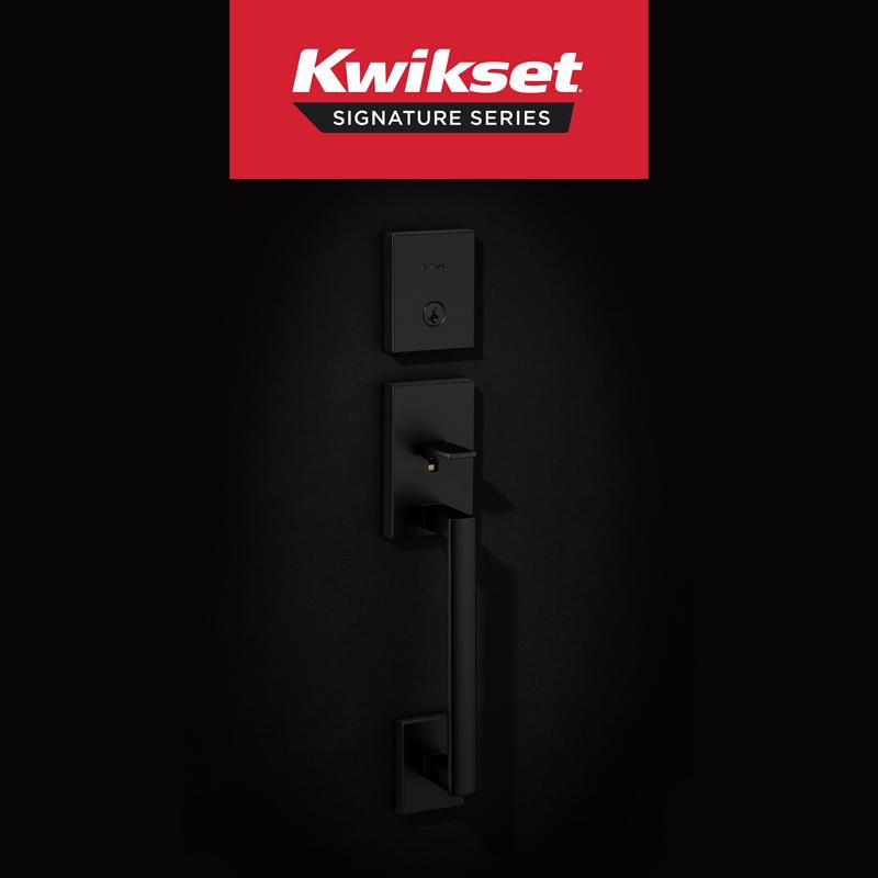 Kwikset San Clemente Matte Black Entry Handleset 1.75 in.