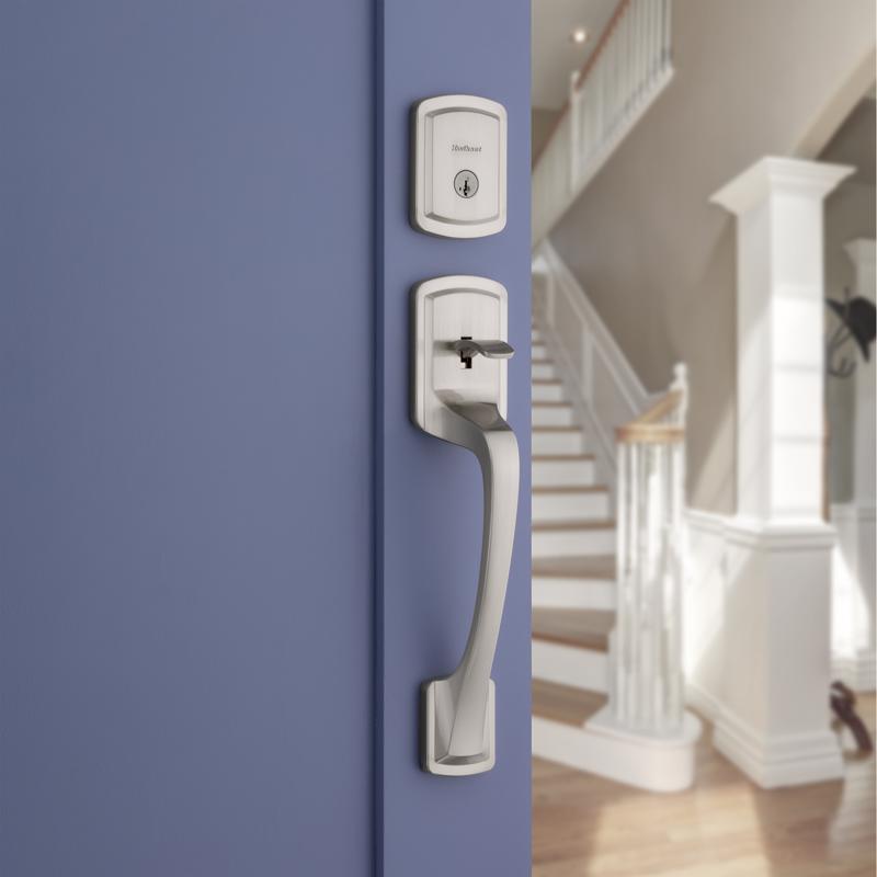 Kwikset Prague Satin Nickel Entry Handleset 1.75 in.