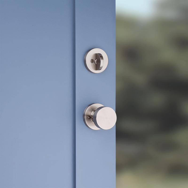 Kwikset Prague Satin Nickel Entry Handleset 1.75 in.