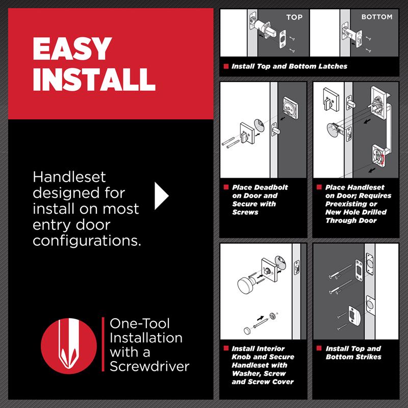 Kwikset Prague Satin Nickel Entry Handleset 1.75 in.