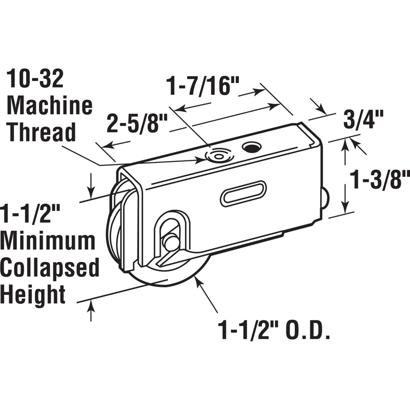 Prime-Line 1-1/2 in. D X 5/16 in. L Steel Roller Assembly