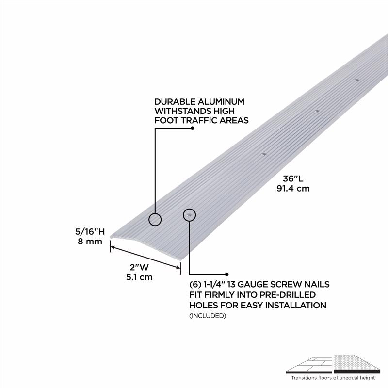 M-D Building Products 0.375 in. H X 2 in. W X 36 in. L Prefinished Silver Aluminum Carpet Trim