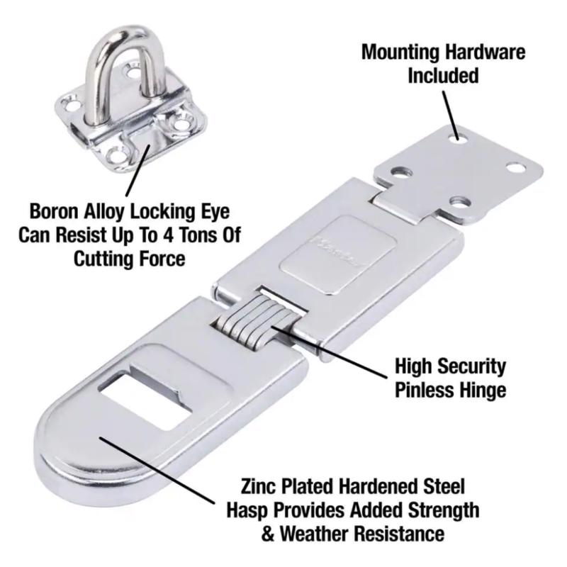Master Lock Bright Hardened Steel 6-1/4 in. L Fixed Staple Hasp