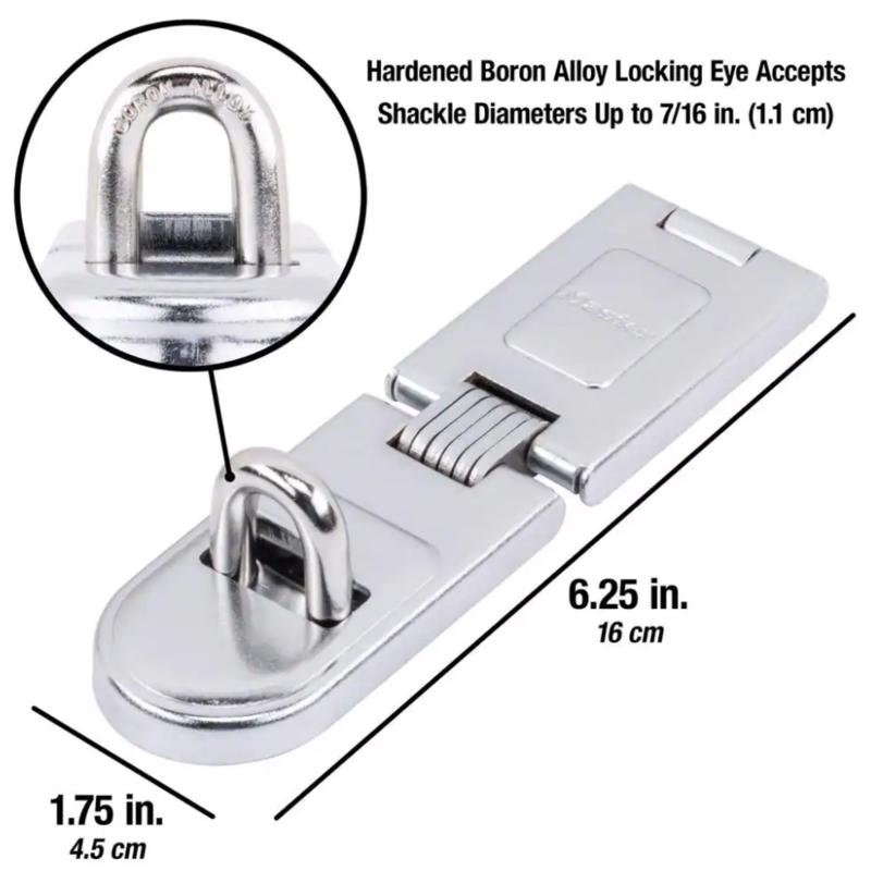Master Lock Bright Hardened Steel 6-1/4 in. L Fixed Staple Hasp