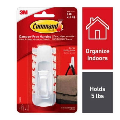 3M Command Large Plastic Hook 3.91 in. L