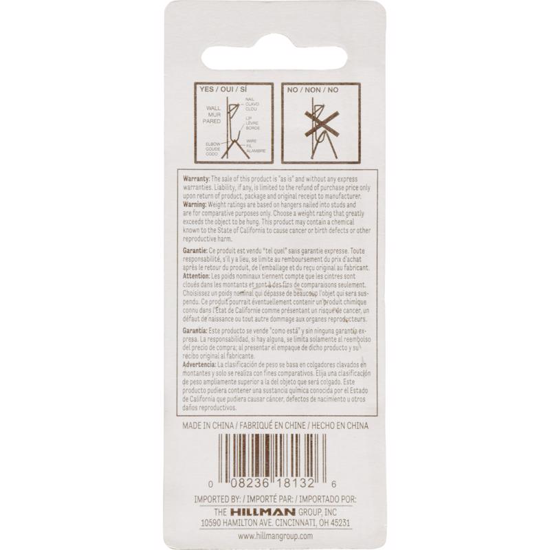 HILLMAN Zinc Silver Conventional Picture Hanger 10 lb