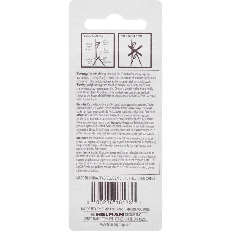 HILLMAN Zinc Silver Conventional Picture Hanger 20 lb