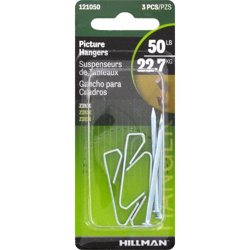 HILLMAN Zinc Silver Conventional Picture Hanger 50 lb