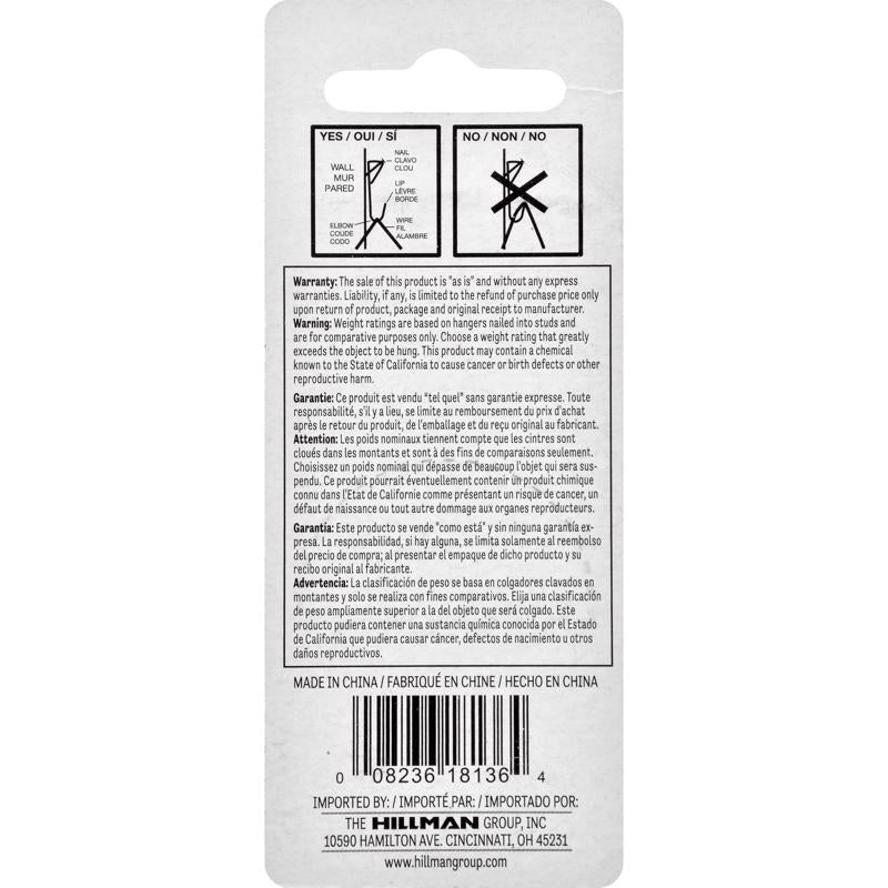 HILLMAN Zinc Silver Conventional Picture Hanger 100 lb