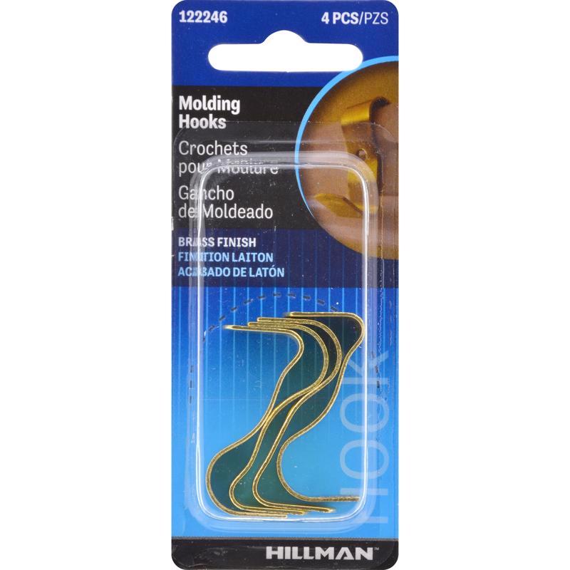 HILLMAN Brass-Plated Gold Small Molding Hook 1 lb