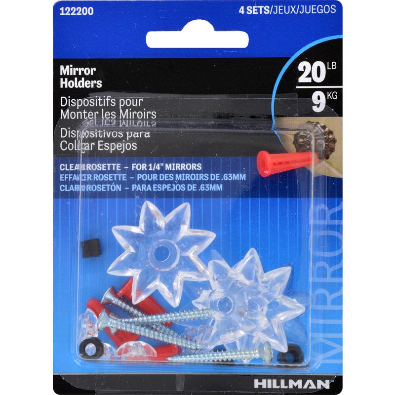 HILLMAN Plastic Coated Clear Heavy Duty Mirror Holder 20 lb