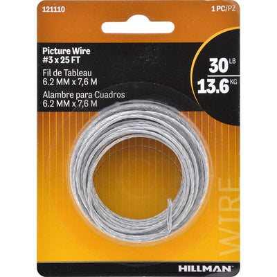 HILLMAN Galvanized Silver Braided Picture Wire 30 lb