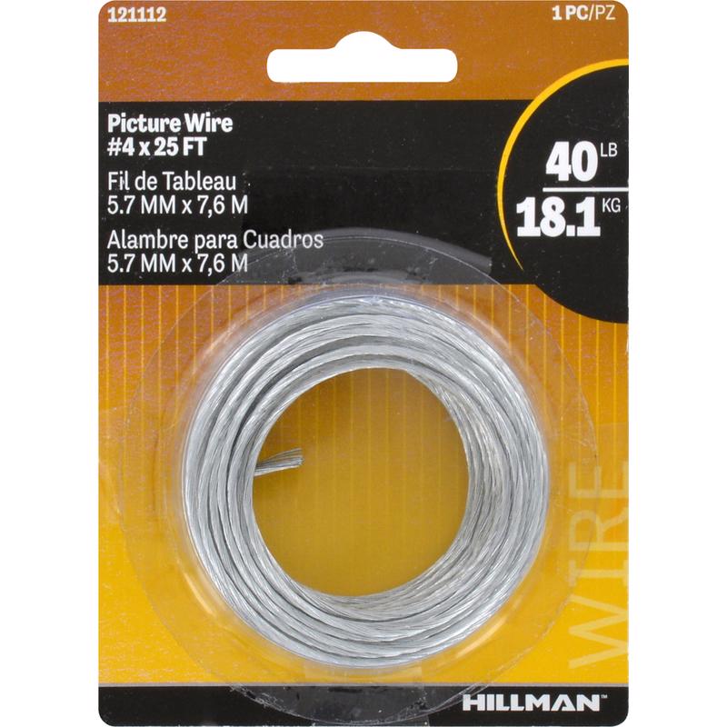 HILLMAN Galvanized Silver Braided Picture Wire 40 lb