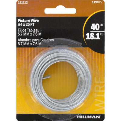 HILLMAN Galvanized Silver Braided Picture Wire 40 lb