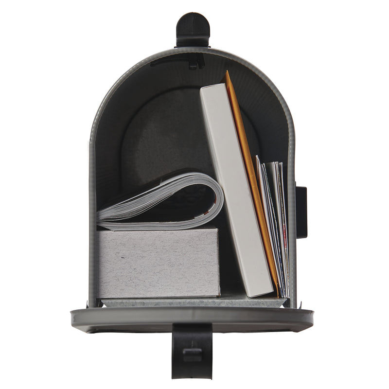 Architectural Mailboxes Grayson Classic Galvanized Steel Post Mount Gray Mailbox