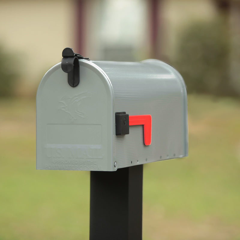 Architectural Mailboxes Grayson Classic Galvanized Steel Post Mount Gray Mailbox