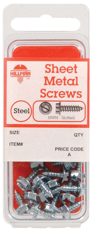 HILLMAN No. 14 Ga. X 3/4 in. L Slotted Hex Head Sheet Metal Screws