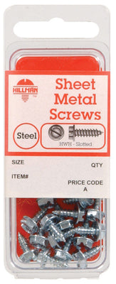 HILLMAN No. 14 Ga. X 1 in. L Slotted Hex Head Sheet Metal Screws