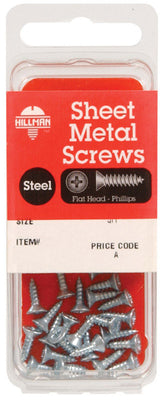 HILLMAN No. 8 Ga. X 1 in. L Phillips Flat Head Sheet Metal Screws